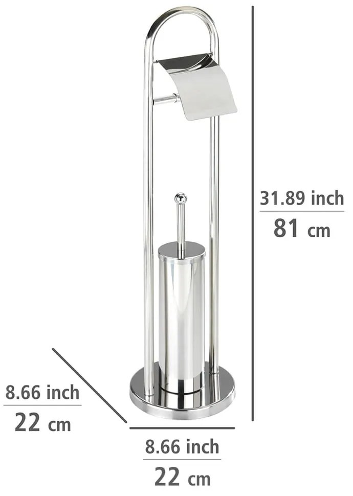 Scopino con porta carta igienica in argento Vasto - Wenko