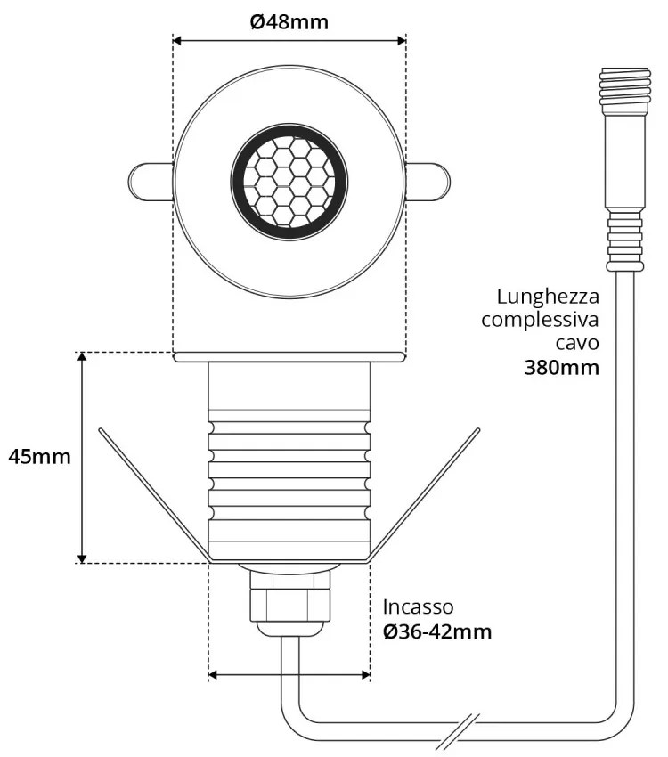 Segnapasso LED 3W, IP67, Anti-Abbagliamento, Nero, Professional - LED OSRAM Colore  Bianco Caldo 2.700K