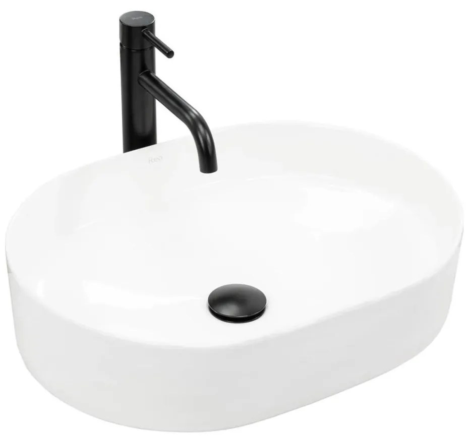 REA-U6563 - Lavabo da appoggio NADIA 38 x 50 cm, ceramica, bianco lucido