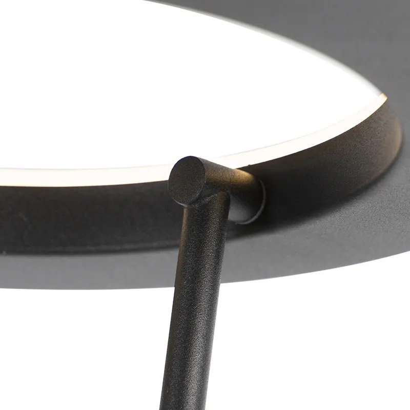 Lampada da terra moderna nera con LED e braccio di lettura - Divine