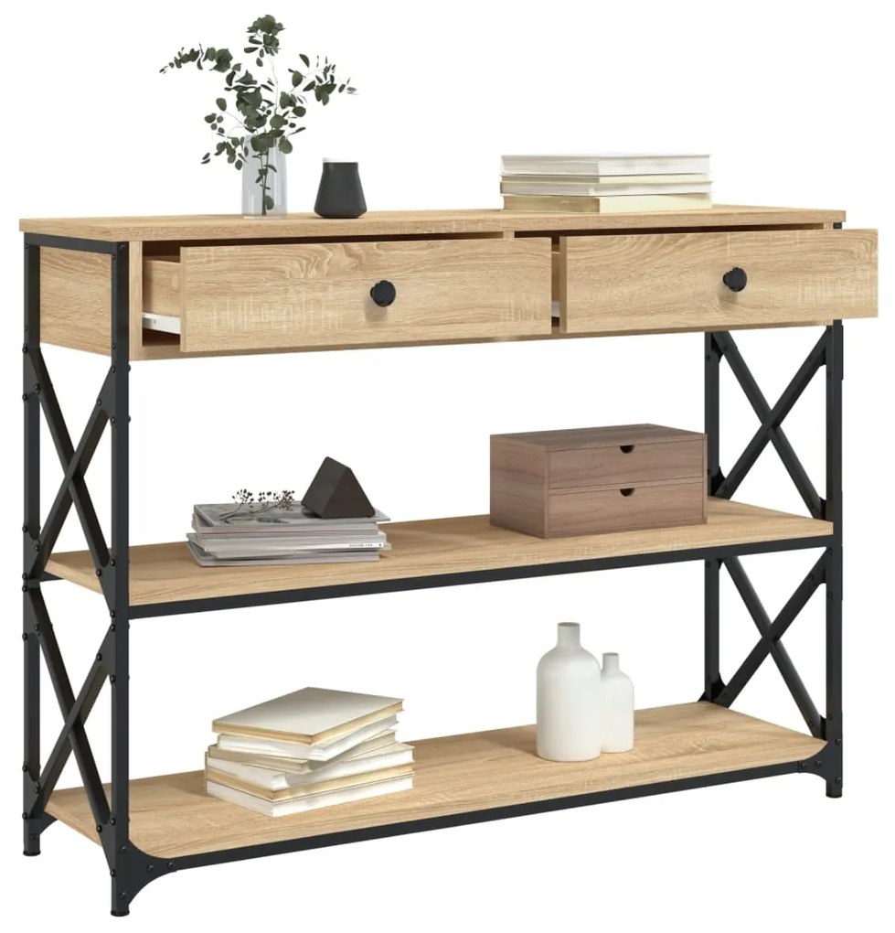 Tavolo consolle rovere sonoma 100x28x75 cm in legno multistrato