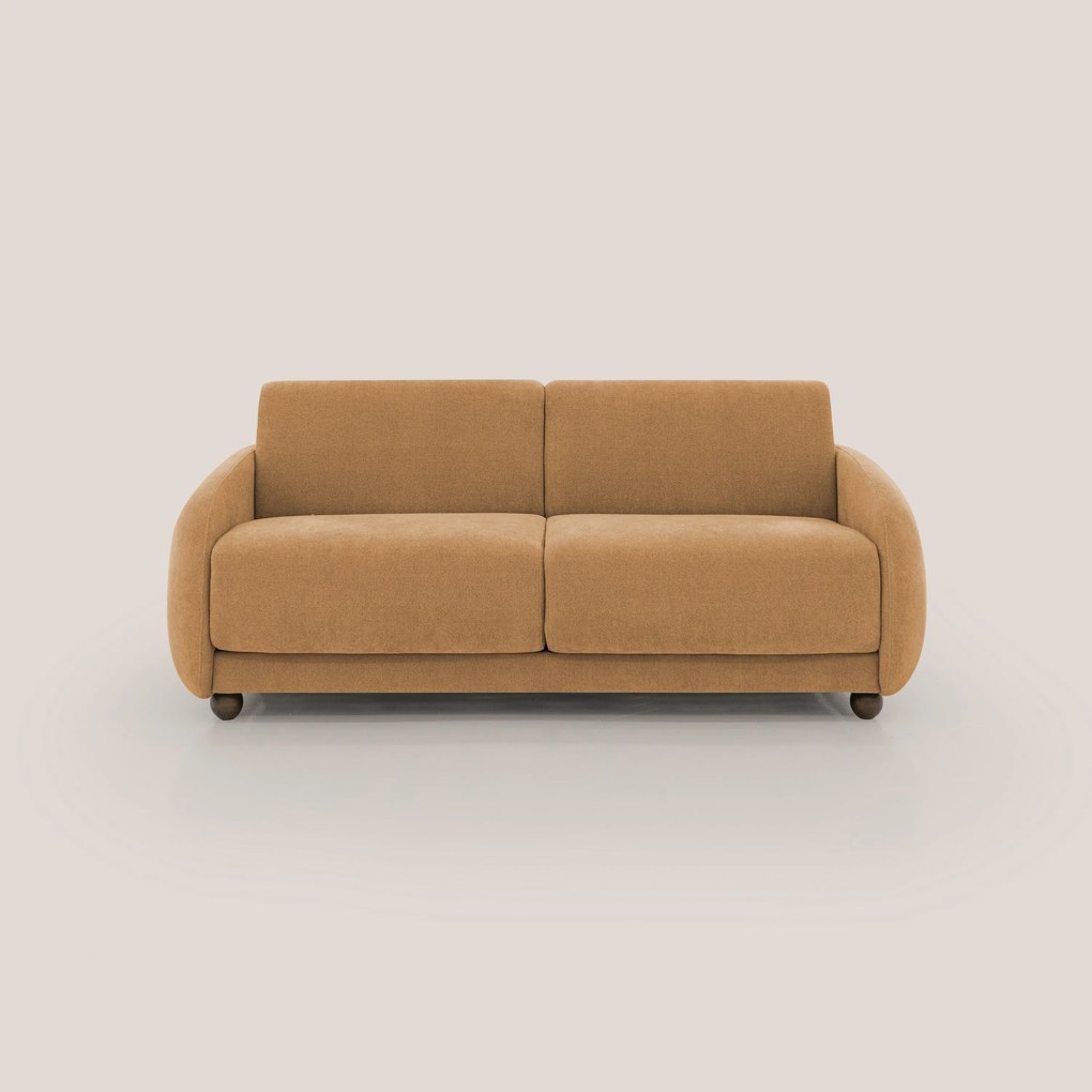 Giglio divano letto scandinavo japandi con materasso H18 cm in tessuto Bouclé impermeabile T07