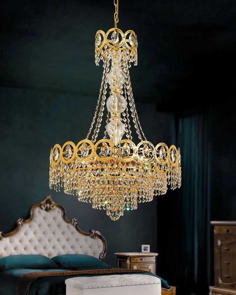 8-light suspension - Royal Crystal - 416/8  Arredoluce Oro 24 kt