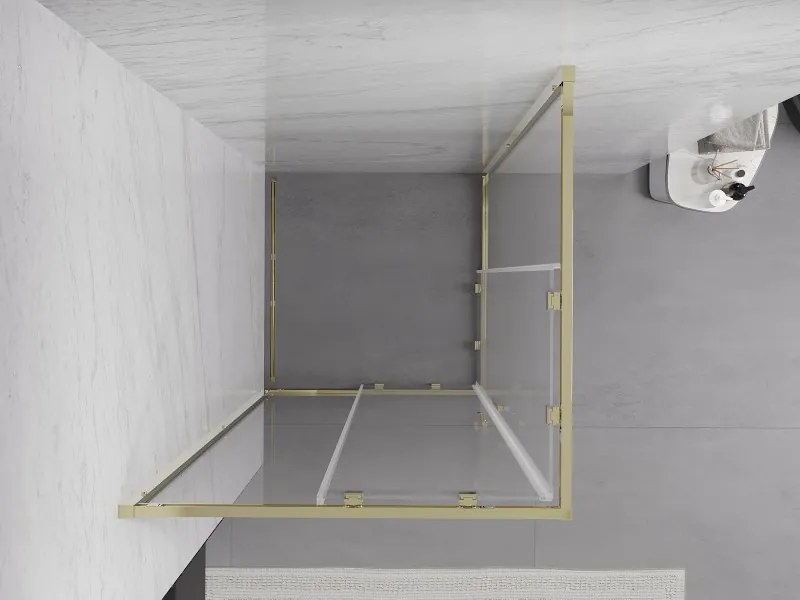 Mexen Exo-S Duo cabina doccia quadrata scorrevole 100 x 100 cm, trasparente, dorata - 8111-100-100-50-00