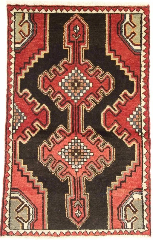 Hamedan Tappeto 80 x 120 Nero (Iran) Annodato A Mano