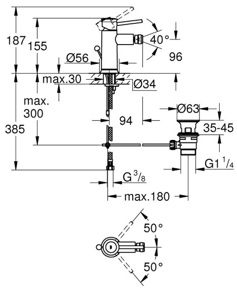GROHE 23785000 - START CLASSIC Miscelatore per bidet, cromato lucido