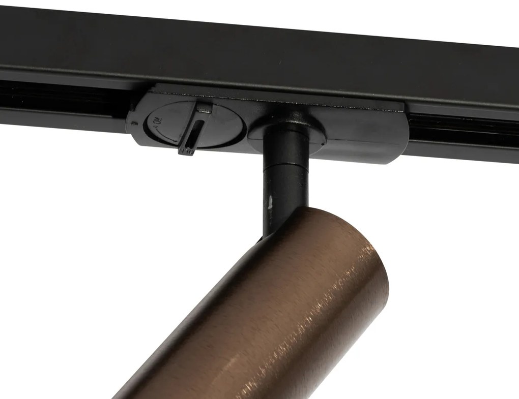 Sistema di illuminazione su binario moderno con 5 faretti bronzo scuro monofase GU10 35 mm - Iconic Jeana Luxe