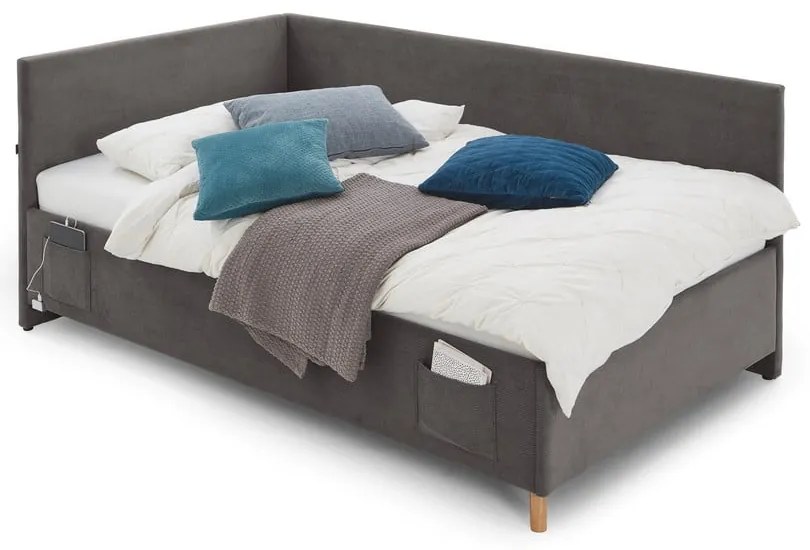 Letto da bambini con sponde color antracite imbottito rete non inclusa 90x200 cm Cool – Meise Möbel