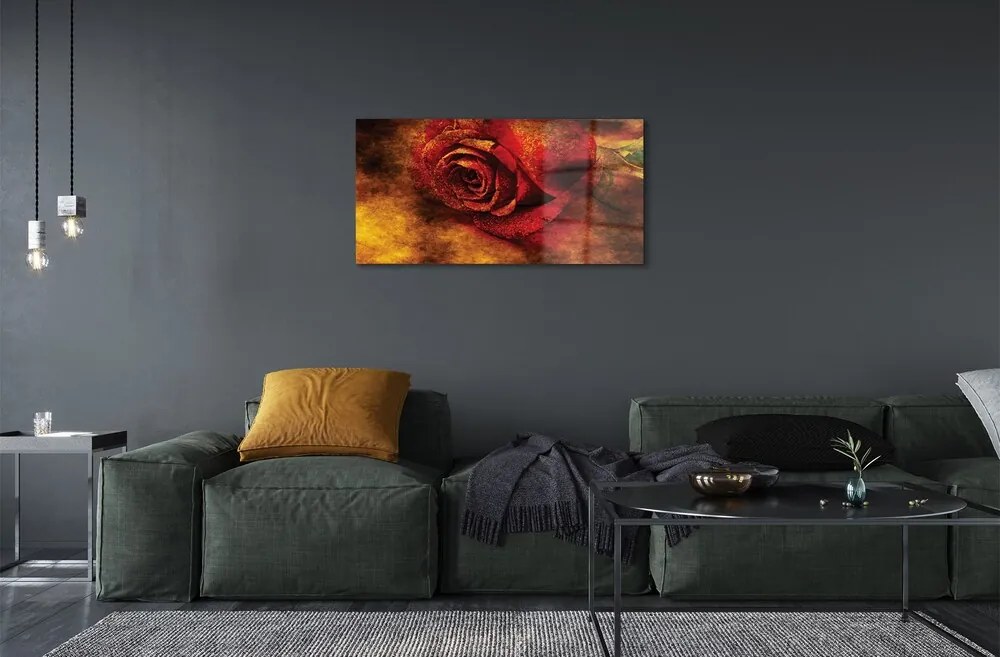 Quadro su vetro Immagine della rosa 100x50 cm 2 appendini