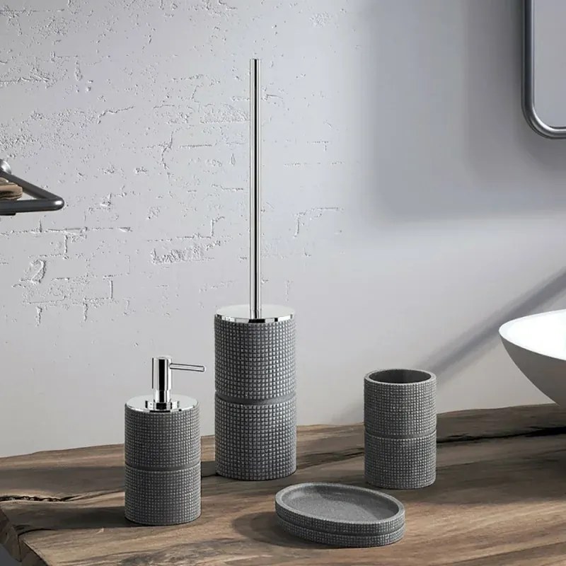Dispenser sapone liquido grigio Gedy serie Petra in resina