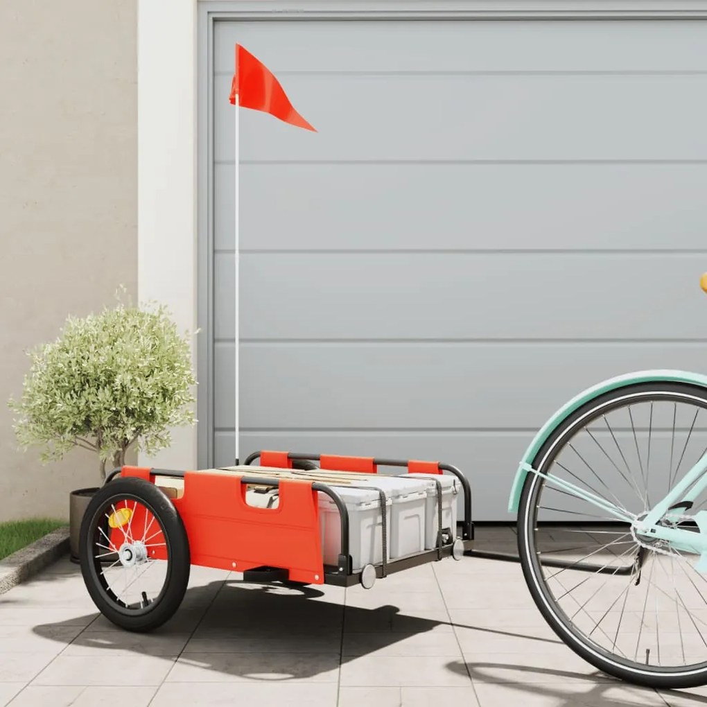 Rimorchio Da Bici Arancione E Grigio Oxford E Ferro /
