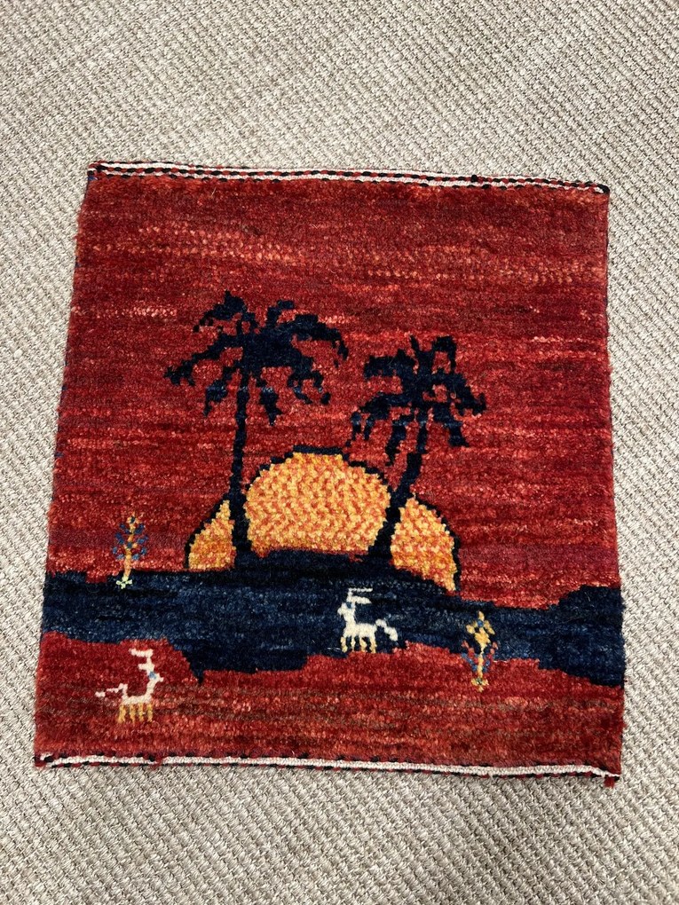 Gabbeh Tappeto 40x40 Rosso (Iran) Annodato A Mano