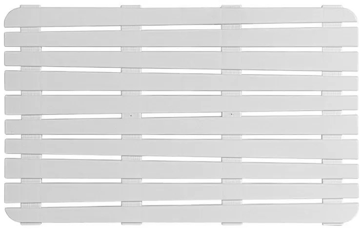 Pedana doccia antiscivolo 80x50 cm bianca con effetto legno in plastica