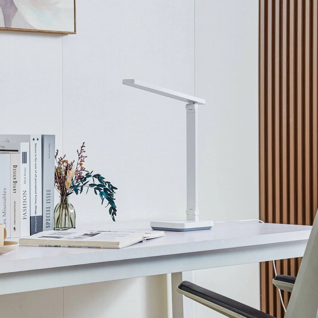 Lampada da scrivania Rylas Lindby, dimmerabile, Bianco / Opale, Studio / Ufficio, Plastica, Moderno, Lampada da tavolo