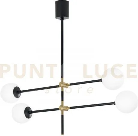 Lampadario a sospensione antitesi nera e oro 4 luci attacco e14 105...