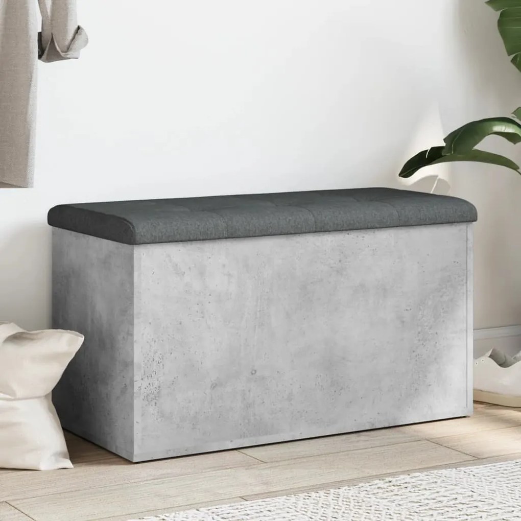 Panca Portaoggetti Grigio Cemento 82x42x45 Cm Legno Multistrato /
