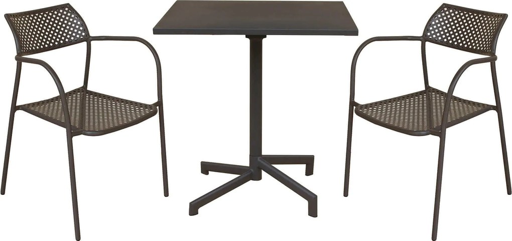 OPERA - set tavolo in metallo cm 70 x 70 x 73 h con 2 poltrone Aviim