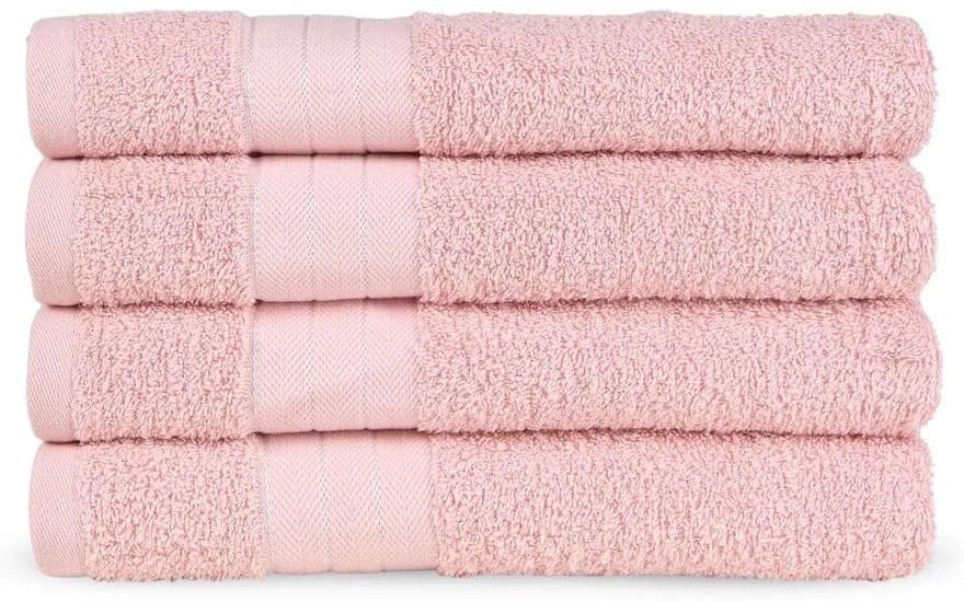 Set di 4 asciugamani in spugna di cotone rosa 50x100 cm - Good Morning