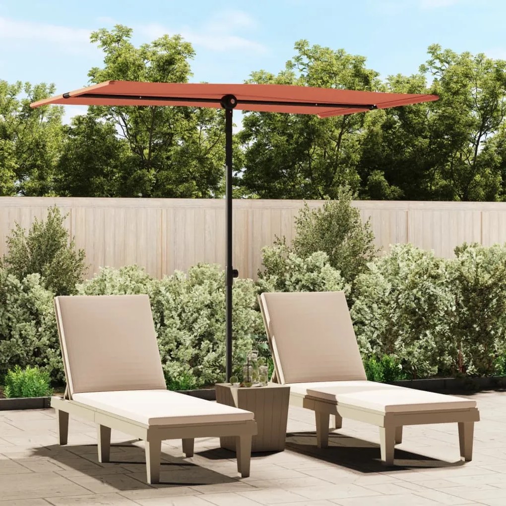 Ombrellone Da Giardino Palo İn Alluminio 2x1,5 M Terracotta /