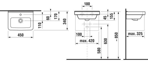 JIKA H8114220001041 - Lavabo sospeso CUBITO 45x34 cm ceramica/bianco