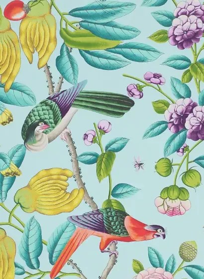 Manuel Canovas Tapete Serendip von Colefax & Fowler - Türkis