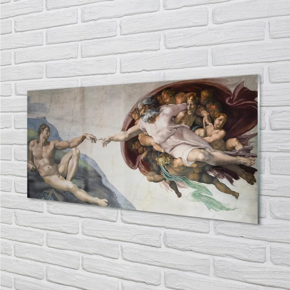Pannello paraschizzi cucina La creazione di Adamo - Michelangelo 100x50 cm