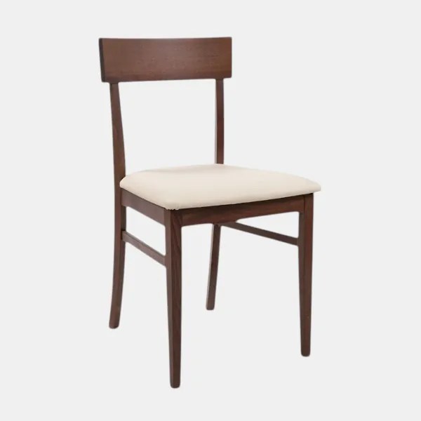 Sedia in legno con seduta in ecopelle imbottita MONACO NOCE Set di 2