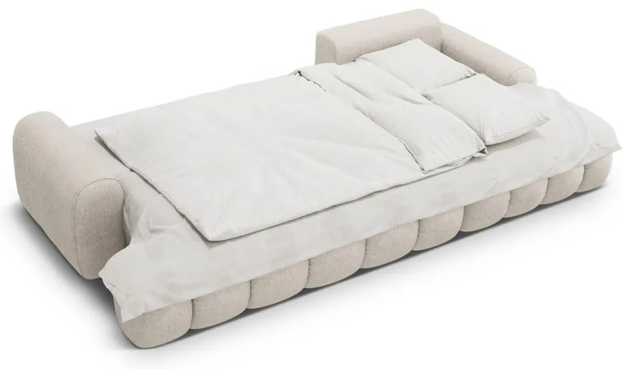 Divano angolare beige allungabile/con contenitore (con penisola a destra/con chaise lounge) Linz – Cosmopolitan Design