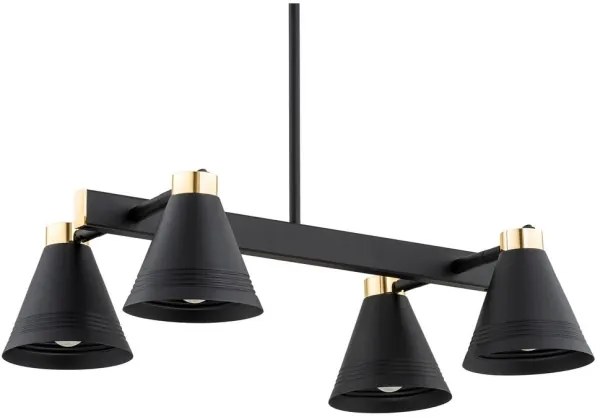 Argon 1774 - Lampadario su palo AVALONE 4xE27/15W/230V nero/oro