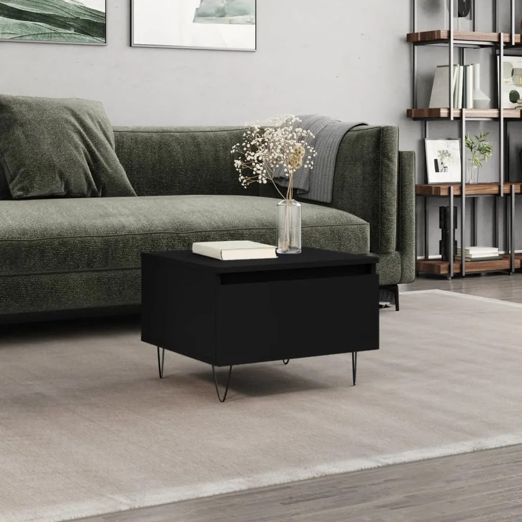 Tavolino Da Salotto Nero 50x46x35 Cm İn Legno Multistrato /
