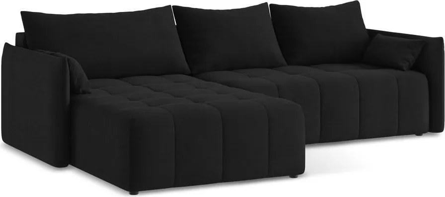 Divano angolare nero allungabile/con contenitore (con penisola a sinistra/con chaise lounge) Moku – Makamii