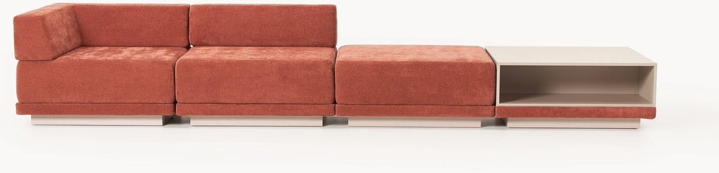 Divano componibile 4 posti con tavolino e poggiapiedi Colin