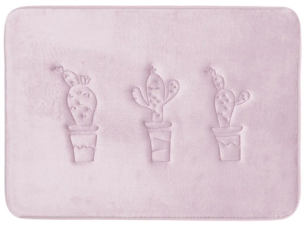 Tappeto bagno cactus lilla in poliestere, da 70x50 cm