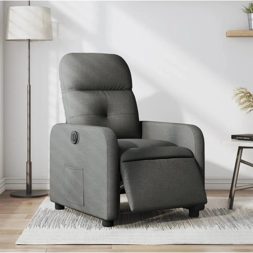 Poltrona Elettrica Reclinabile Grigio Scuro İn Tessuto /