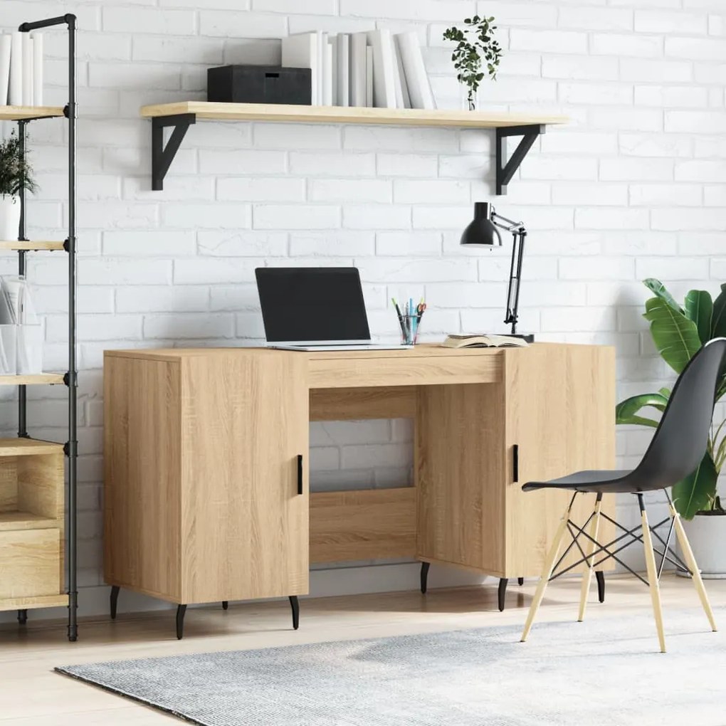 Scrivania Rovere Sonoma 140x50x75 Cm İn Legno Multistrato /