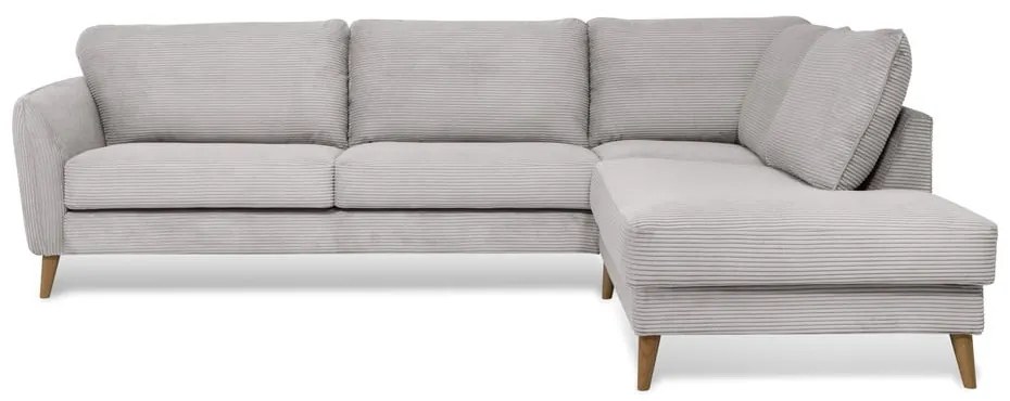 Divano angolare in velluto a coste grigio chiaro (angolo destro) Paris - Scandic