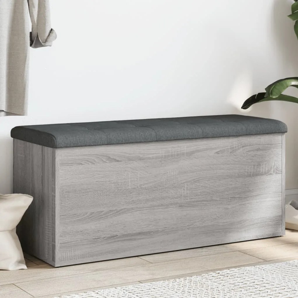 Panca Portaoggetti Grigio Sonoma 102x42x45 Cm Legno Multistrato /