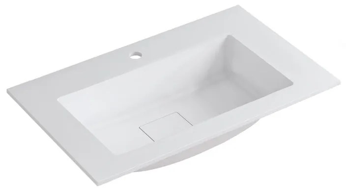 Lavabo integrale bacino al centro rettangolare L 80.5 x H 15 x P 46 cm in resina bianco