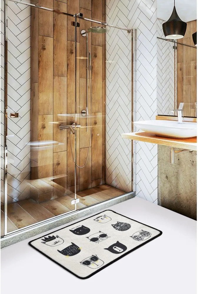 Tappetino per il bagno nero/beige 40x60 cm Cutie – Foutastic