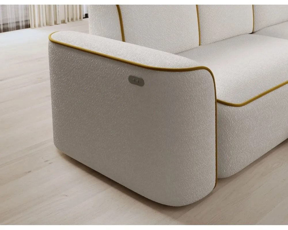 Divano angolare giallo/color crema (con penisola a destra/con chaise lounge) e rivestimento in bouclé Ume – ELTAP