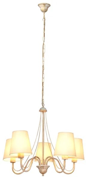 Lampadario a sospensione con catena MALBO 5xE27/15W/230V beige