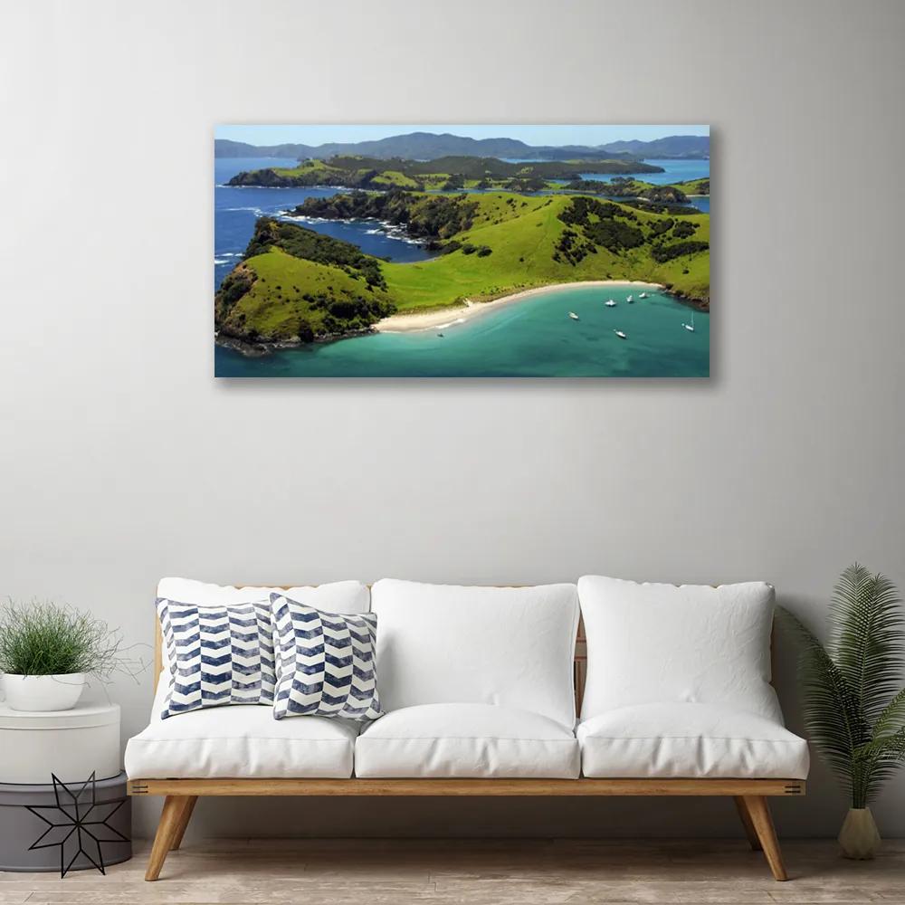 Quadro su tela Paesaggio della foresta della spiaggia del mare 100x50 cm