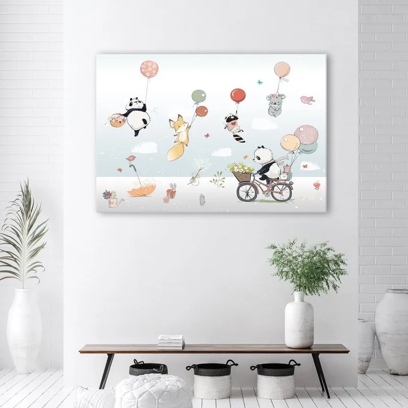 Quadro su tela, Animali a palloncini colorati  Dimensioni 100x70