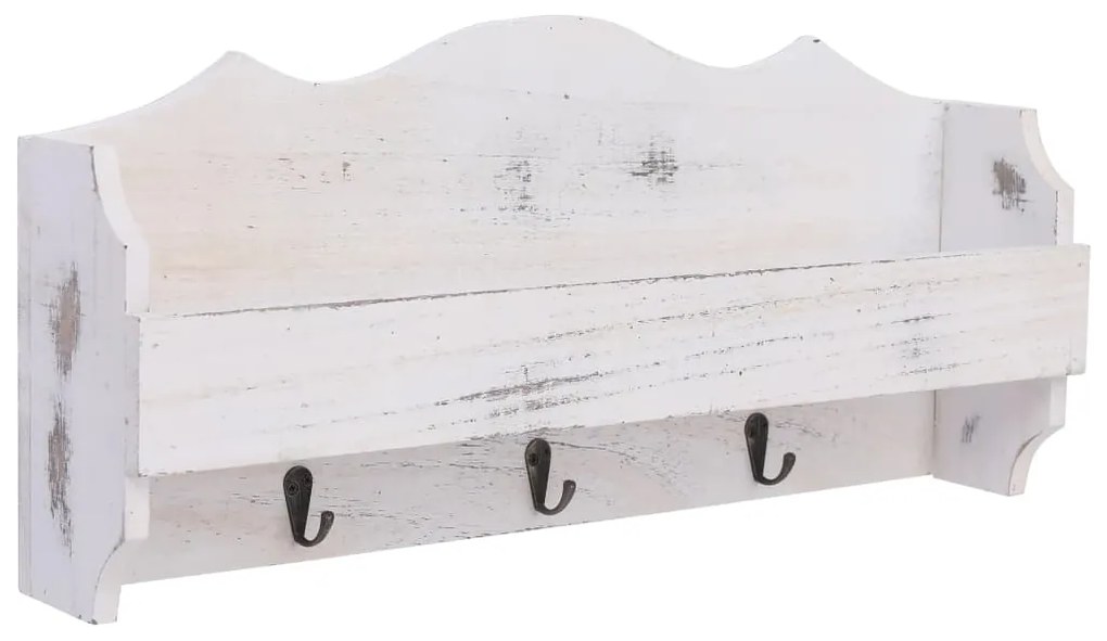 Appendiabiti A Muro Bianco 50x10x23 Cm İn Legno /