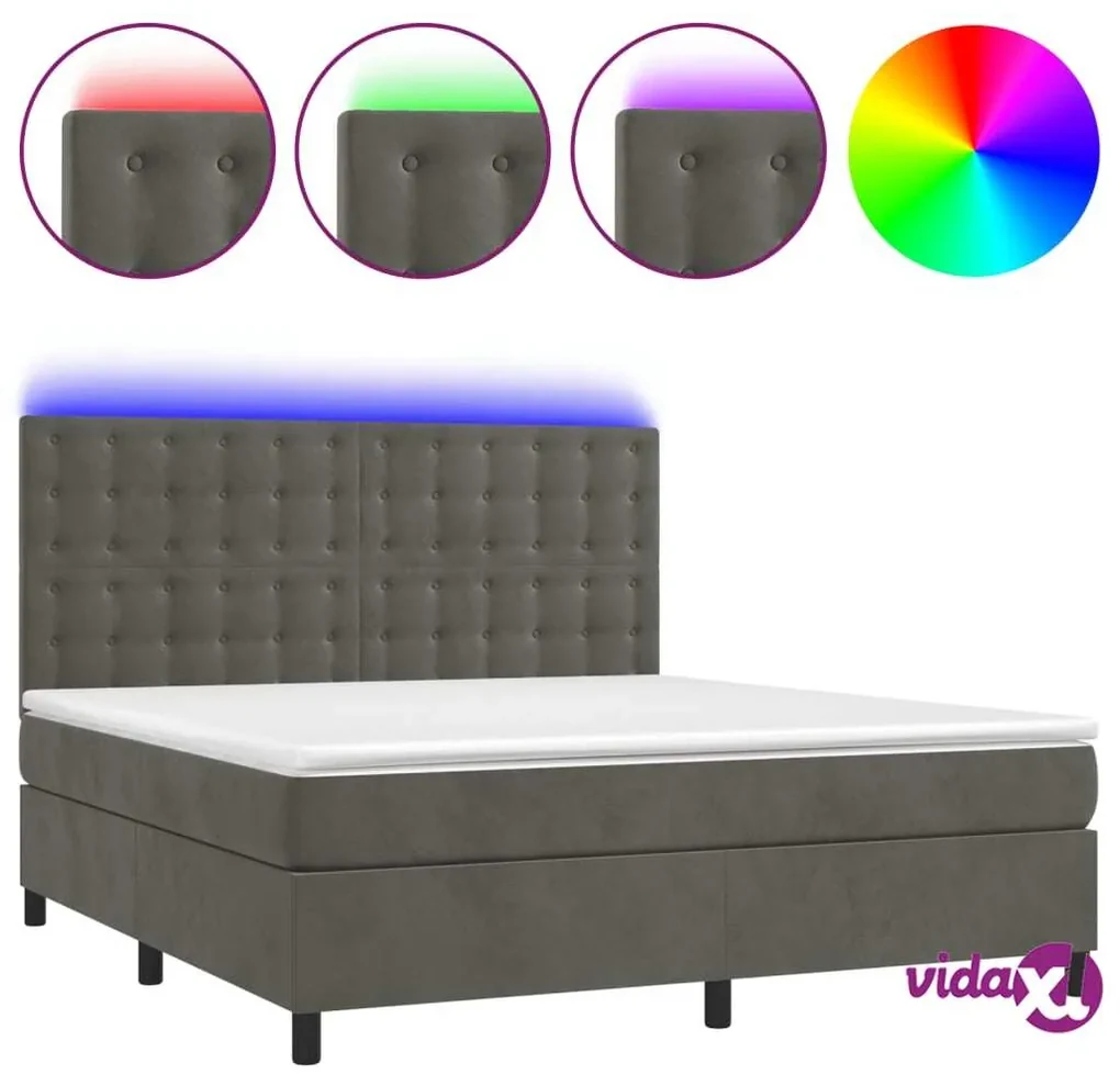 vidaXL Letto a Molle Materasso e LED Grigio Chiaro 160x200 cm