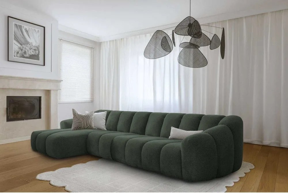 Divano angolare verde scuro (con penisola a sinistra/con chaise lounge) Shell – Miuform
