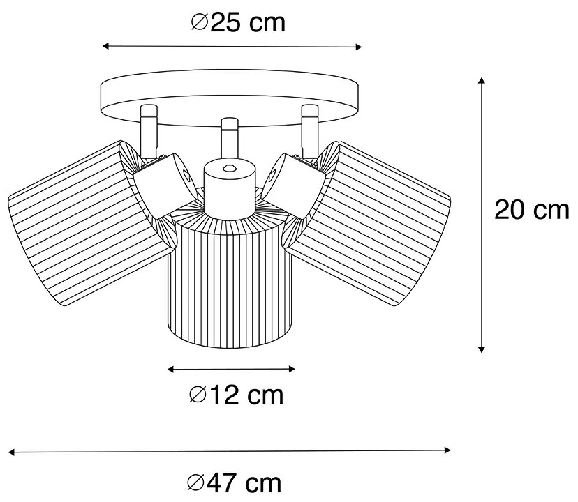 Faretto da soffitto oro con vetro 3 luci orientabile rotondo - Laura