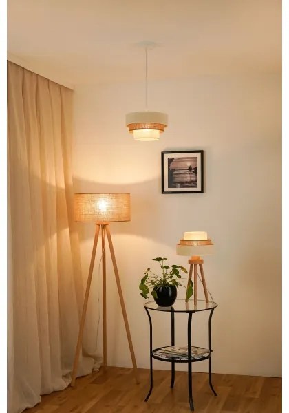 Brilagi - Lampadario a cavo DENVER LUNETA 1xE27/15W/230V Ø25 beige/marrone/crema