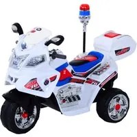 Moto Elettrica Polizia per Bambini 6V con Sirena Police Bianca