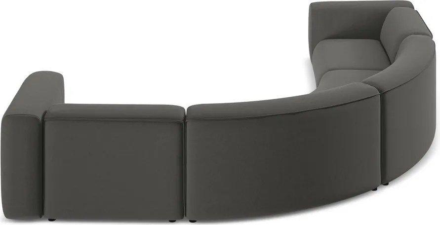 Divano angolare grigio con rivestimento in velluto Ekahi – Makamii